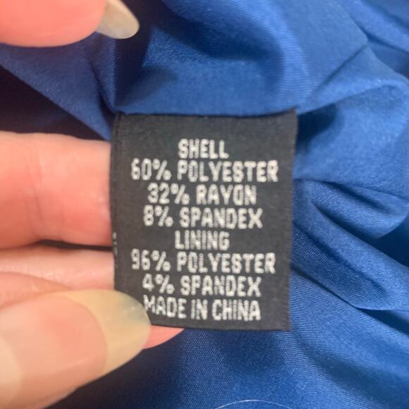 Adrianna Papell Size 10 One Shoulder Satin Dress Midnight Blue Pleated Cocktail - Picture 13 of 13